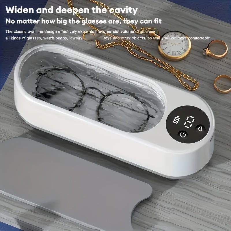 Jewelry and Glasses Cleaner with High-Frequency Vibration USB Rechargeable for Watches Dentures Makeup Brushes