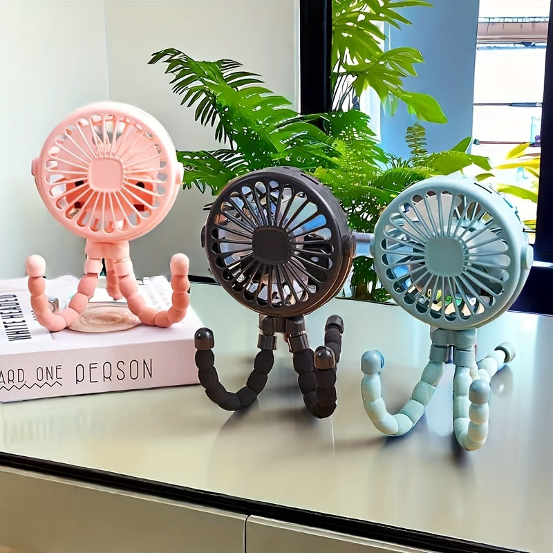 USB Rechargeable Handheld Fan with Phone Holder for Travel Office Stroller