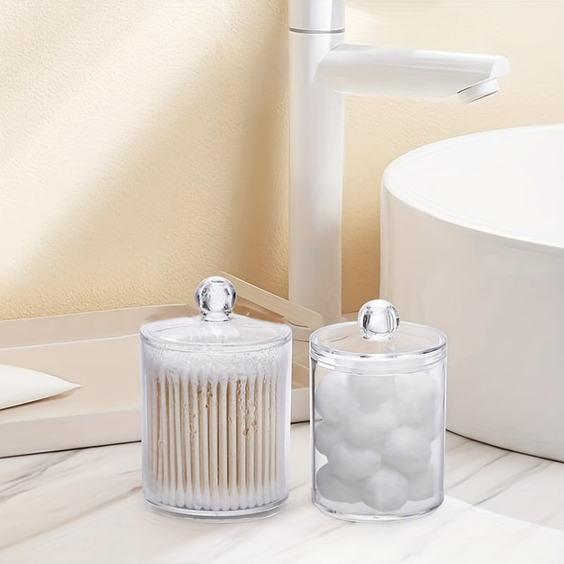 Clear Plastic Storage Jars with Lids for Bathroom Organization Cotton Balls Swabs Pads