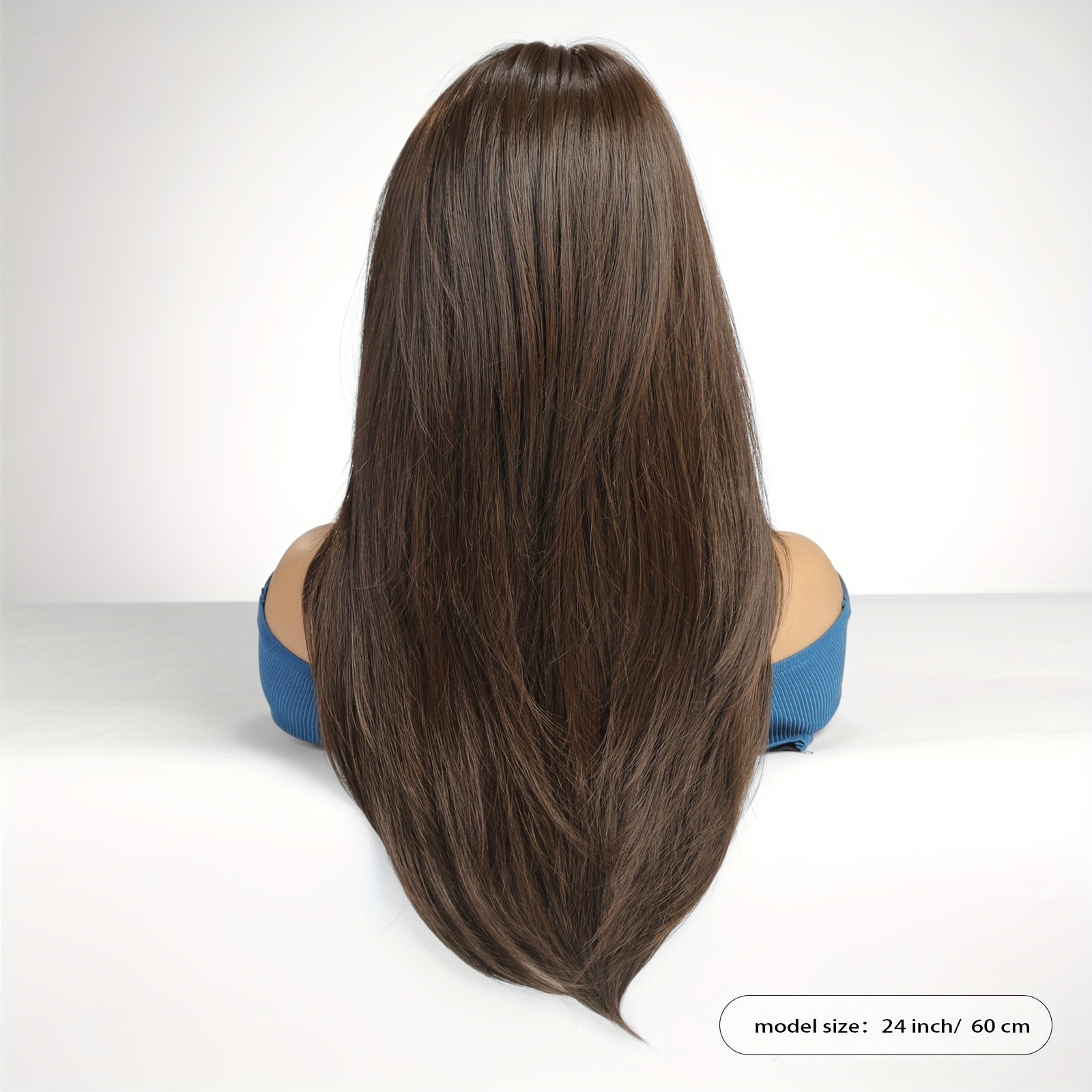 Mujer peluca recta con encaje frontal 33x15cm fibra de alta temperatura aspecto natural ajuste cómodo