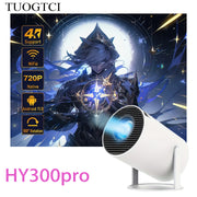 Uy kinoteatri uchun portativ 4K HD film proyektori, kalitlikni tuzatish bilan, ikki tomonlama WiFi