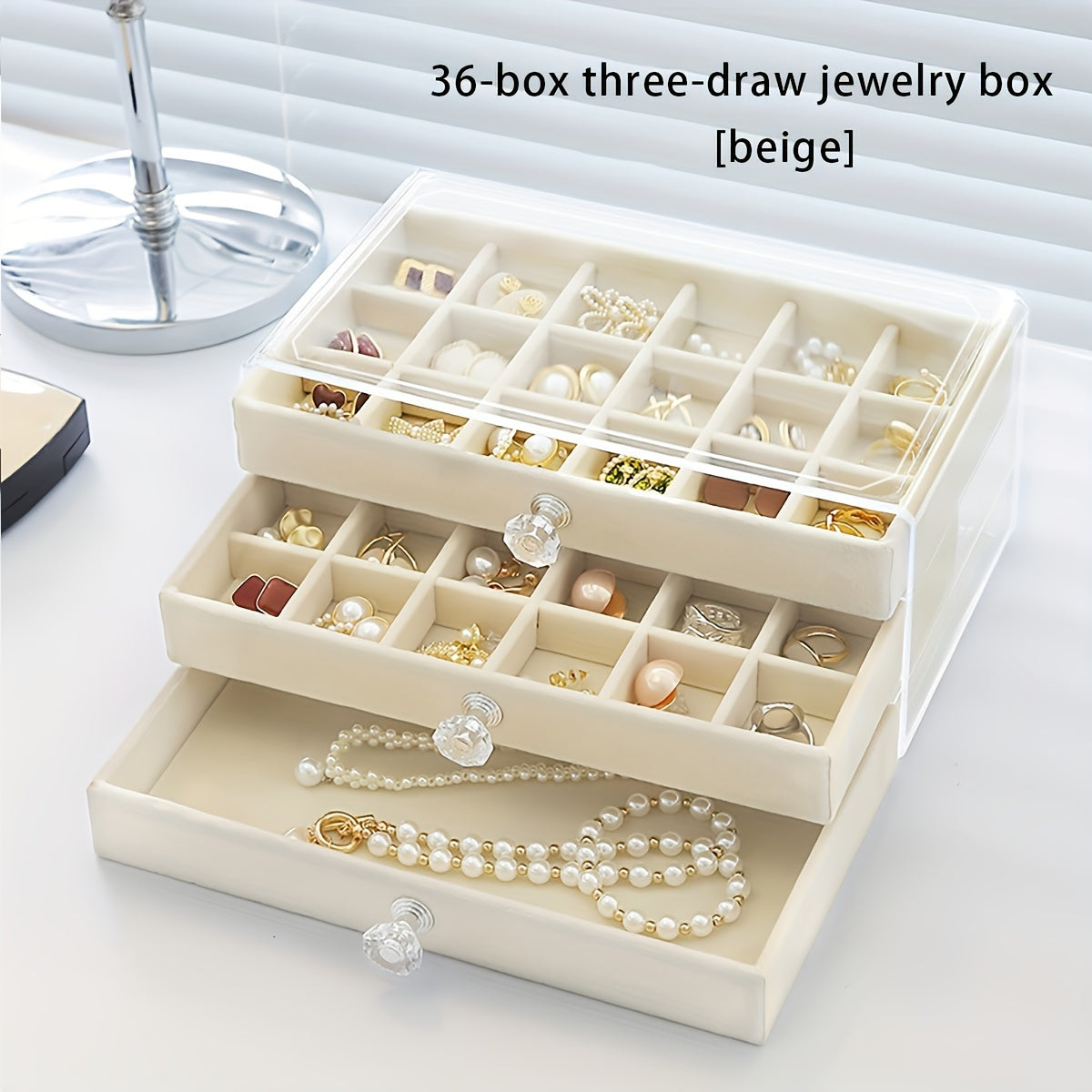 Acrylic Jewelry Organizer with Multiple Layers Drawer for Earrings Rings Necklaces