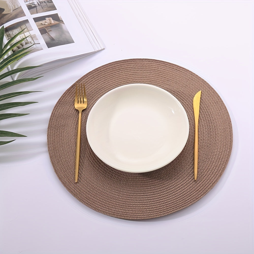 Set of 4/6 Woven Round Placemats Insulation Pads for Dining Table Easy to Clean