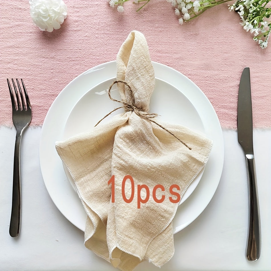 Set of 10 Solid Color Woven Rectangular Table Napkins 40x40cm for Weddings and Dining
