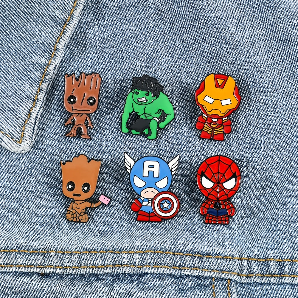 Cute Punk Style Cartoon Animal Brooch Set with Hulk Enamel Pins for Backpacks and Clothing 7 Pieces