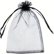 Набор из 5 больших черных органзовых подарочных мешков для упаковки свадебных конфет 35x50см или 40x60см