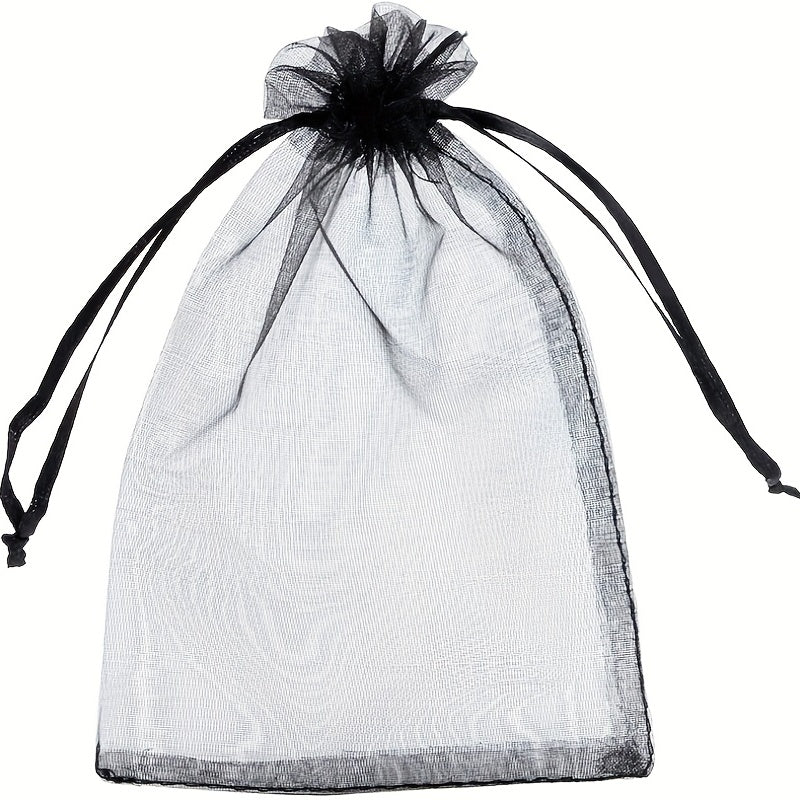 Набор из 5 больших черных органзовых подарочных мешков для упаковки свадебных конфет 35x50см или 40x60см