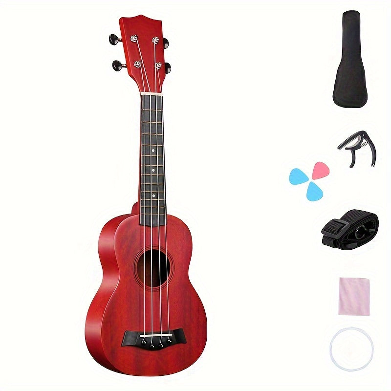 53.34 cm Soprano Basswood Ukulele with Accessories for Beginners