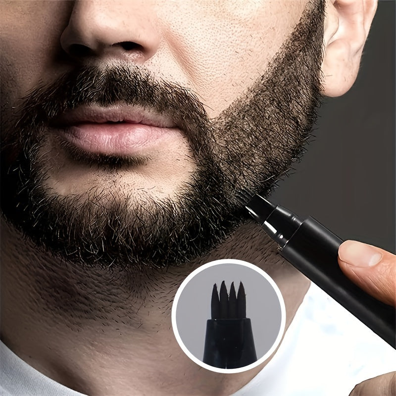 Bolígrafo para barba para hombres, con punta en forma de tenedor de 4 puntas, resistente al sudor, relleno de barba de larga duración