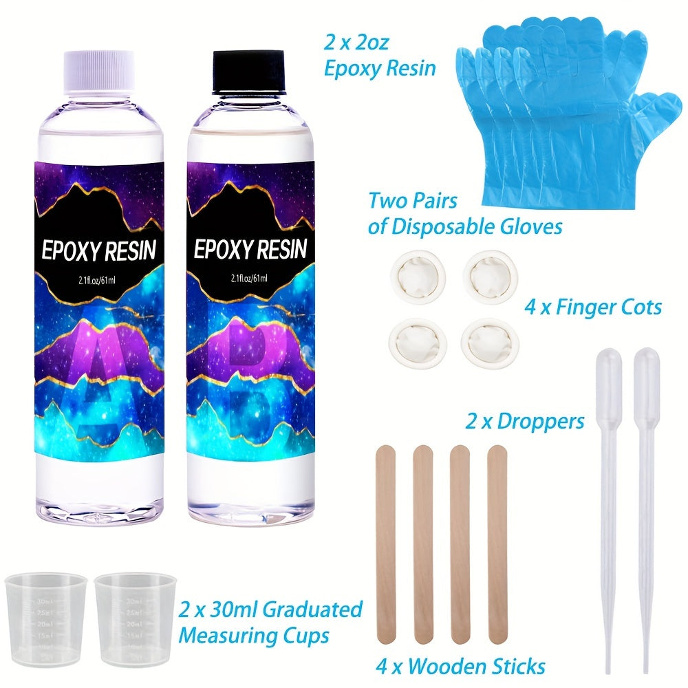Epoxy Resin Kit with Measuring Cup Stir Stick and Gloves for Mold Casting Jewelry Making Crafts