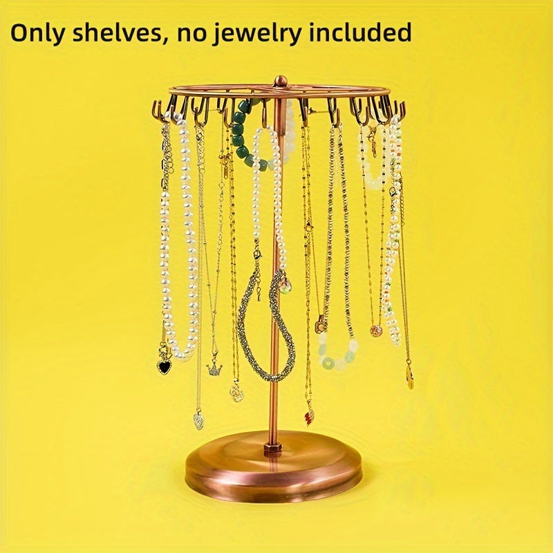 Крутящаяся витрина для украшений для ожерелий, браслетов и серег, черный металл
