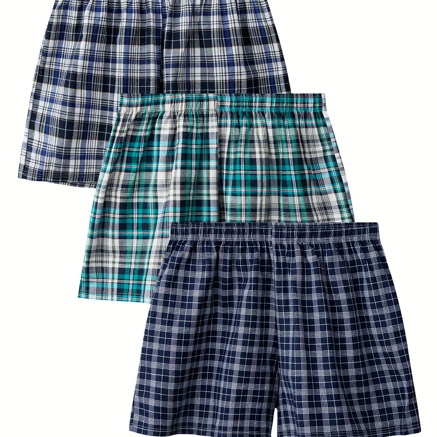 Men's Checkered Cotton Boxer Shorts Loose Fit for Home Leisure