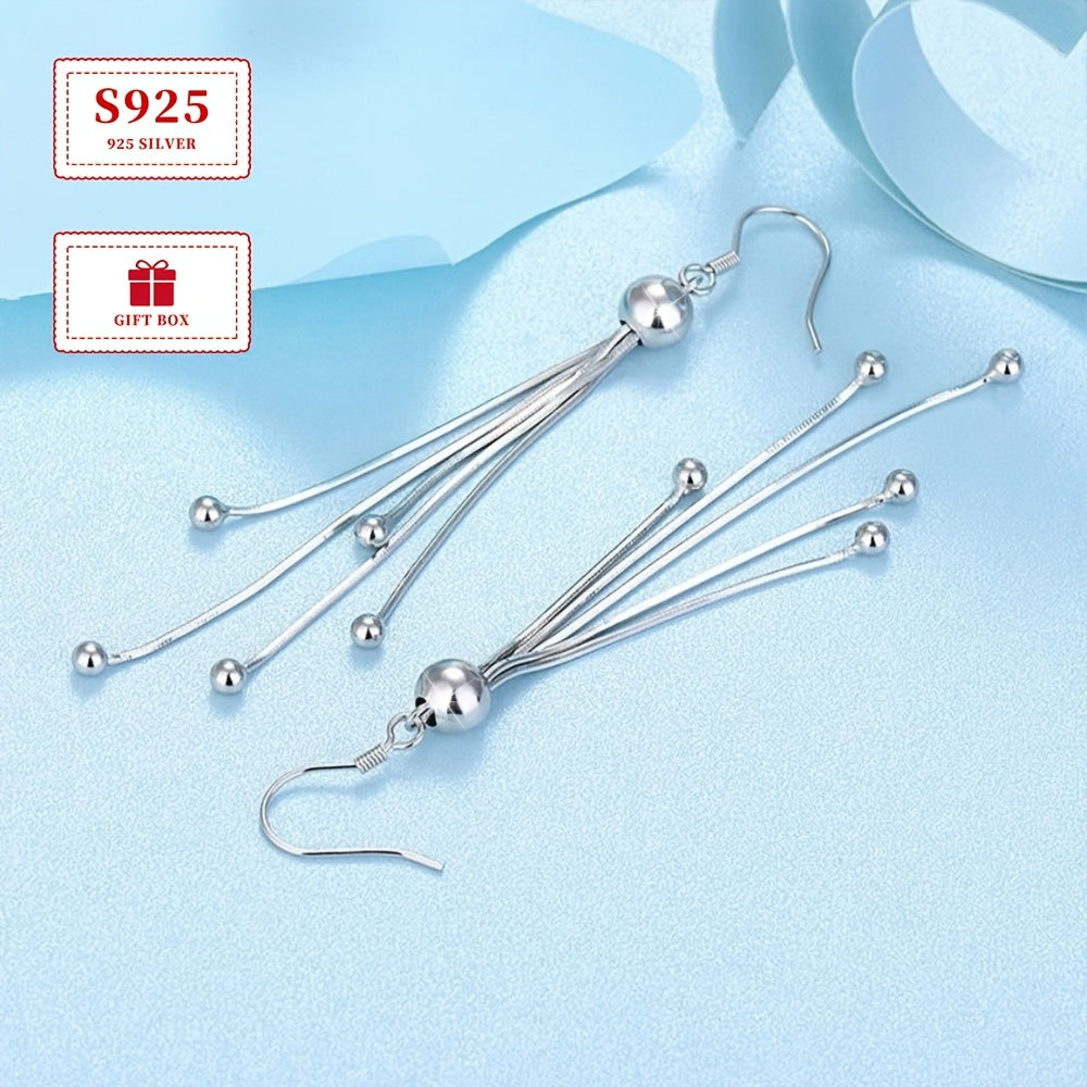 Zarif 925 sterling kumush tassel bilaguzuklar, retro uslubidagi uzun beadli osma dizayn, kundalik kiyim va partiyalar uchun mukammal, yengil 6g, ayollar uchun zamonaviy qistirma bilaguzuklar.