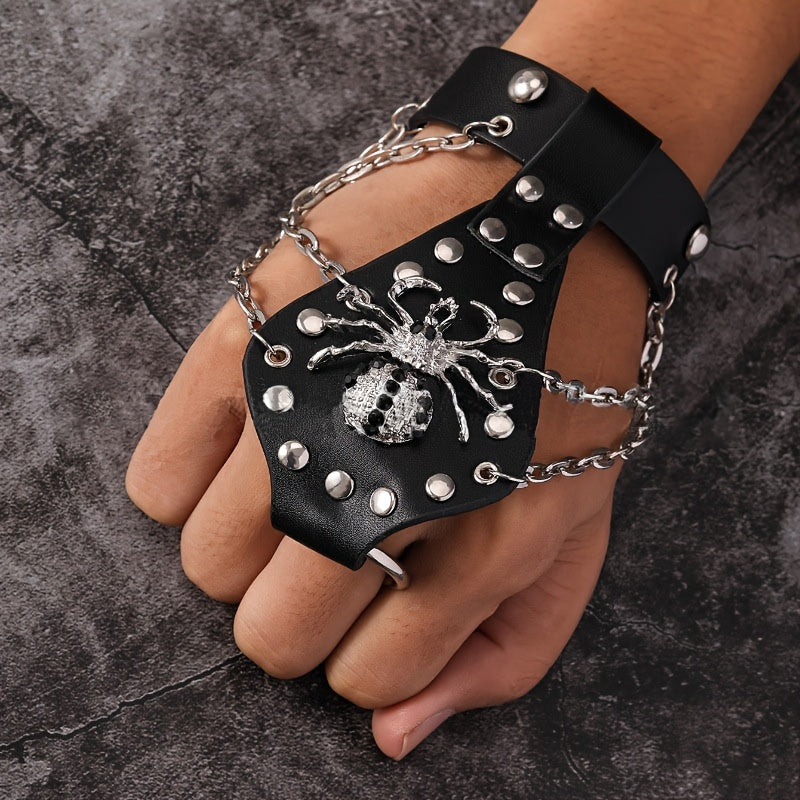 Uniseks Punk Rok Faux Charm bilan bosh va spider gotik dizayni bilan bangle
