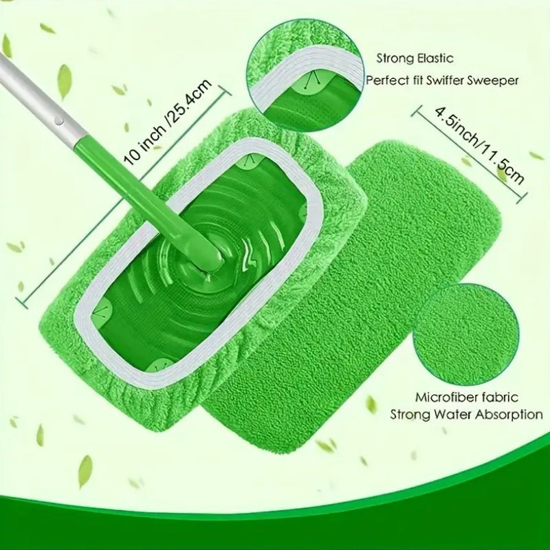 6 Reusable Washable Mop Pads Flat Floor Cloths for Dry Wet Cleaning