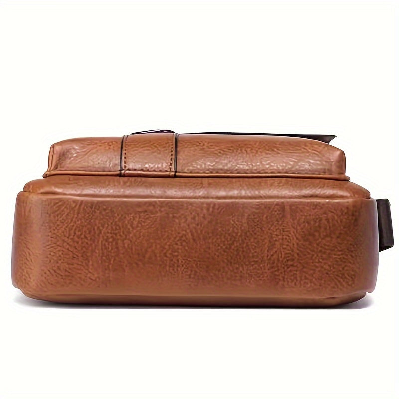 Men's Crossbody Bag with Retro Design Large Capacity Zipper and Strap Styles Black