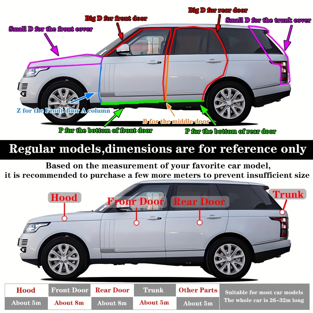 Car Seal Strip Rubber Gasket for Trunk Hood Door Sealing Tape 4M