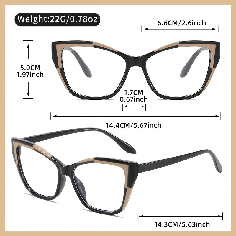 Women's Cat Eye Reading Glasses Vintage Clear Lenses Full Rim PC Frame Metal Hinges +1.0 to +4.0