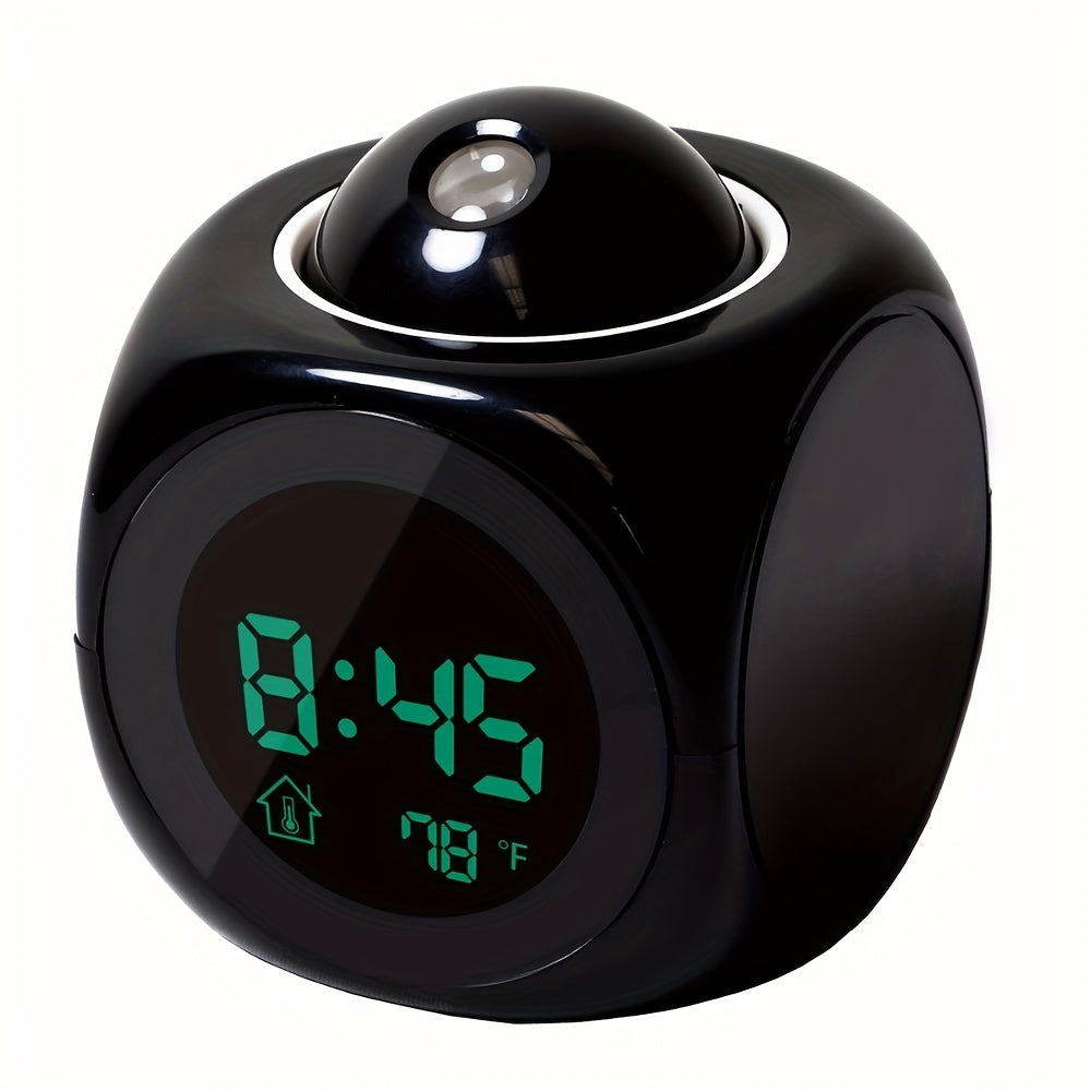 Digital Alarm Clock with Voice Prompt Thermometer Snooze Function and Desk Projector