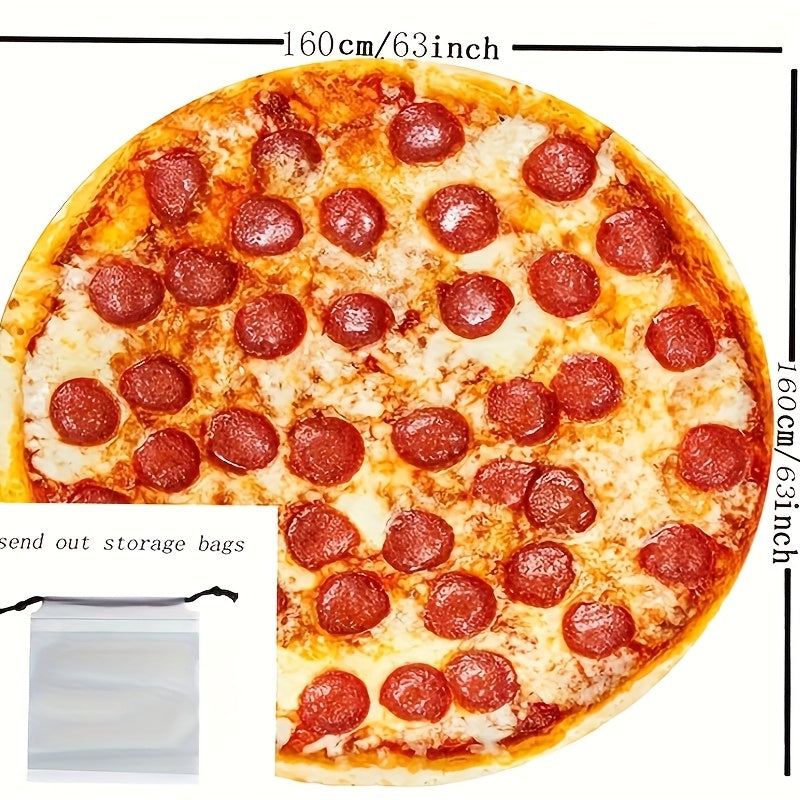 Cozy Flannel Throw Blanket with Ham Pizza Print for Couch Bed Travel