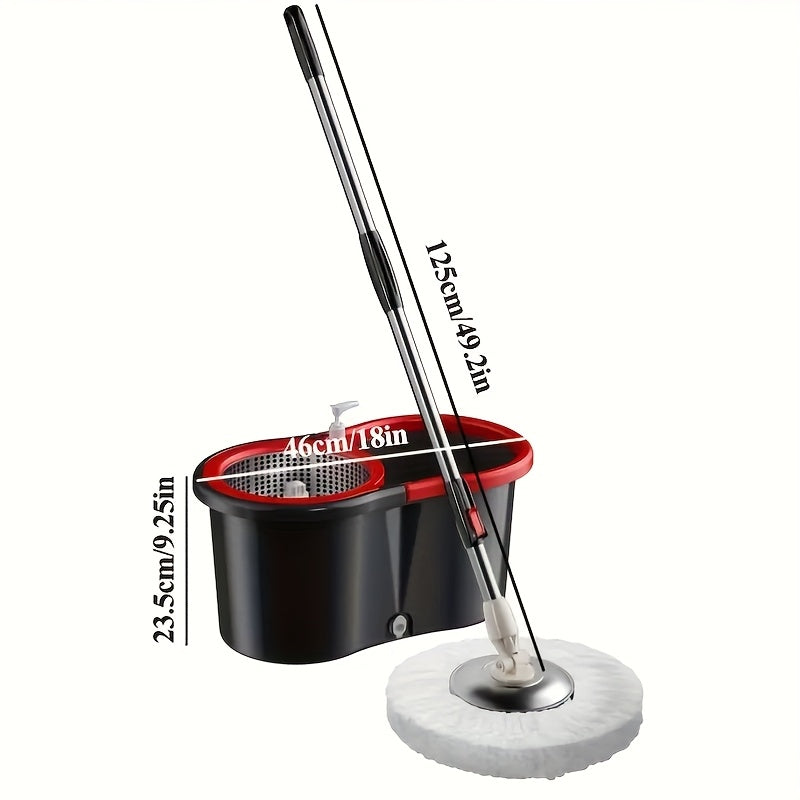 360° Rotating Mop and Bucket Set with Microfiber Heads for Wet and Dry Cleaning
