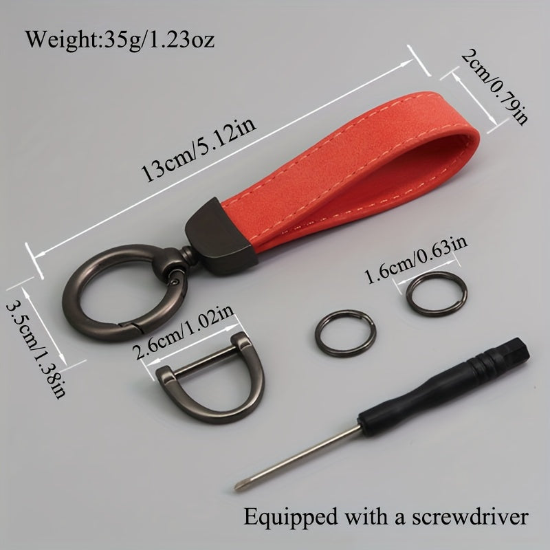 Men's Suede Car Key Chain with PU Leather Anti-Loss Key Holder Gift