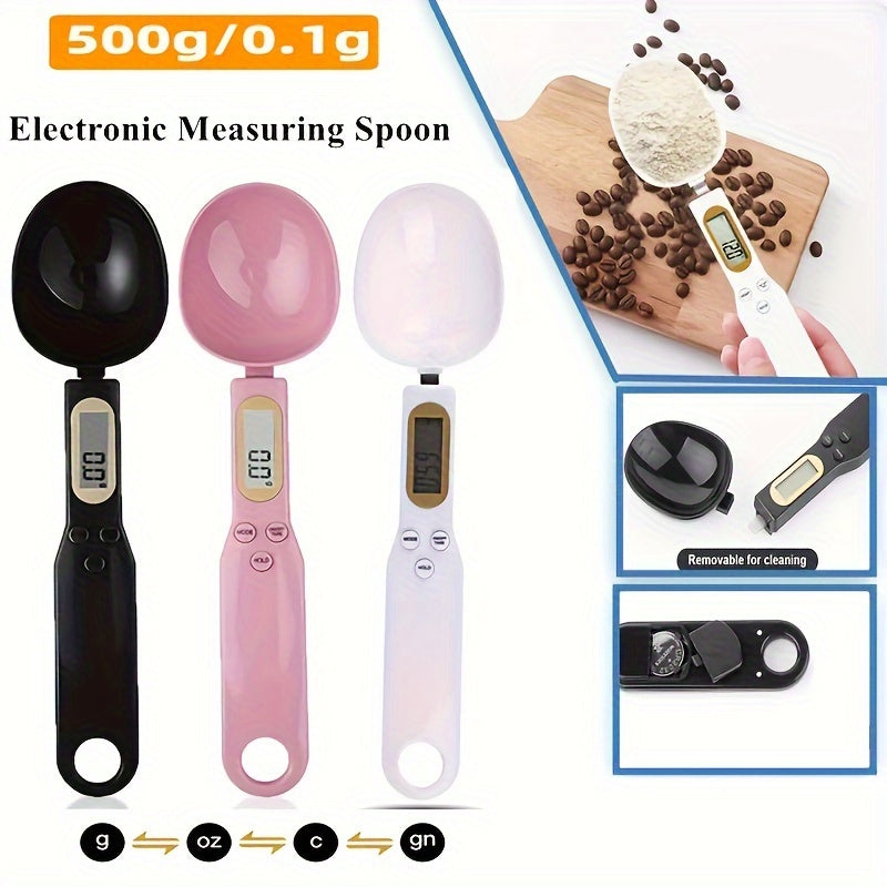 Raqamli oshxona tarozi, katta qoshiq bilan 500g/0.1g aniqlikda ko‘p birlikli konvertatsiya