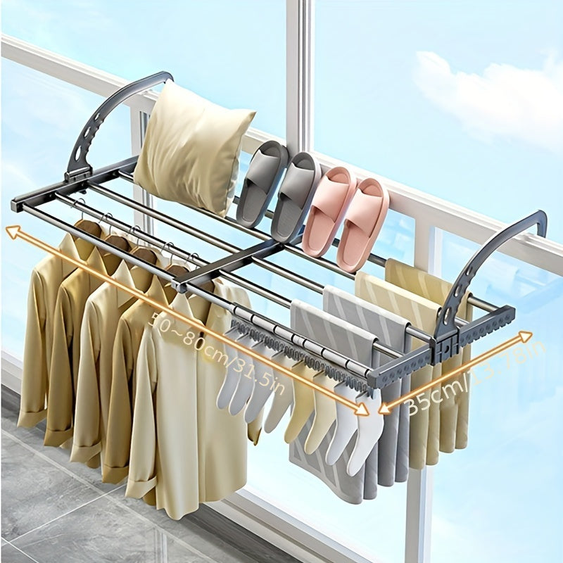 Over-the-Door Clothes and Shoe Drying Rack Extendable Adjustable Hooks Space Saving Air Circulation
