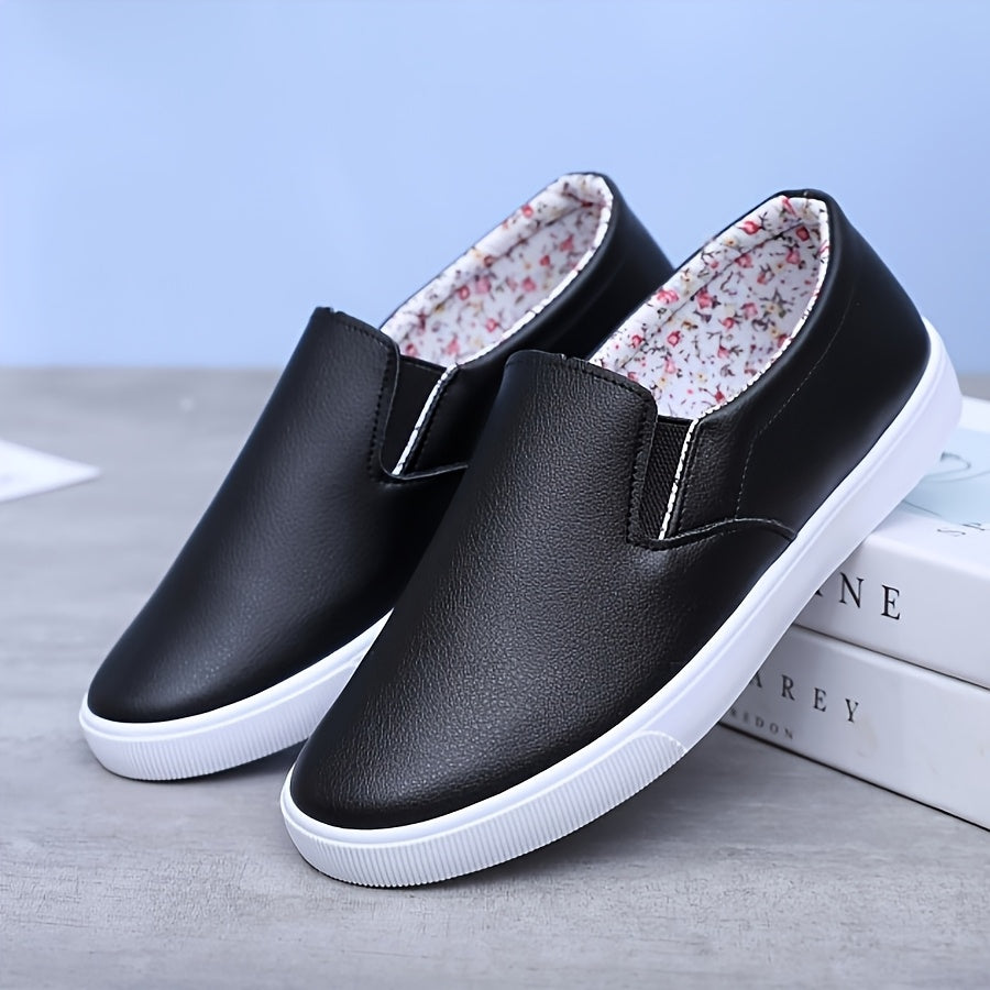 Women's Slip-On Loafers Black Cushioned Rubber Sole Casual Office Footwear