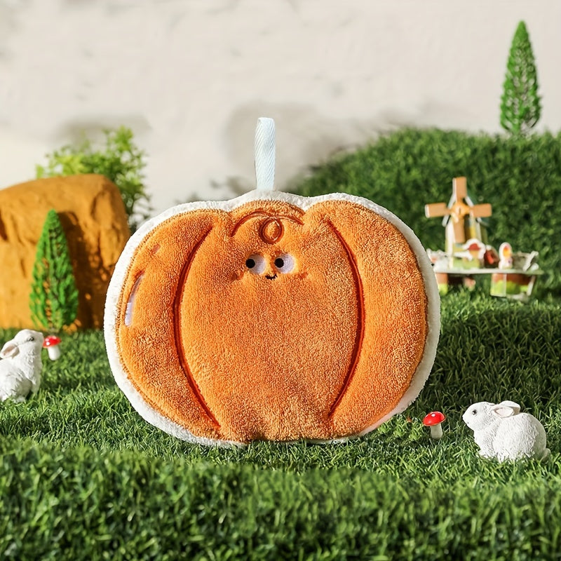 Coral Fleece Halloween Pumpkin Hand Towel Absorbent Kitchen Bathroom Decor