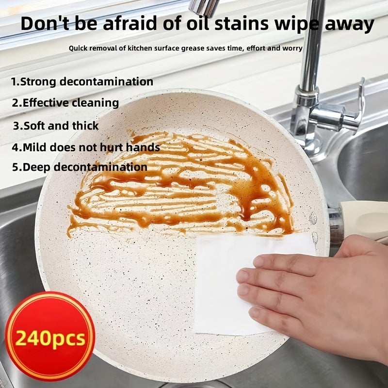 240 Extra Thick Kitchen Cleaning Wipes for Oil and Stains Disposable Non-Woven Fabric