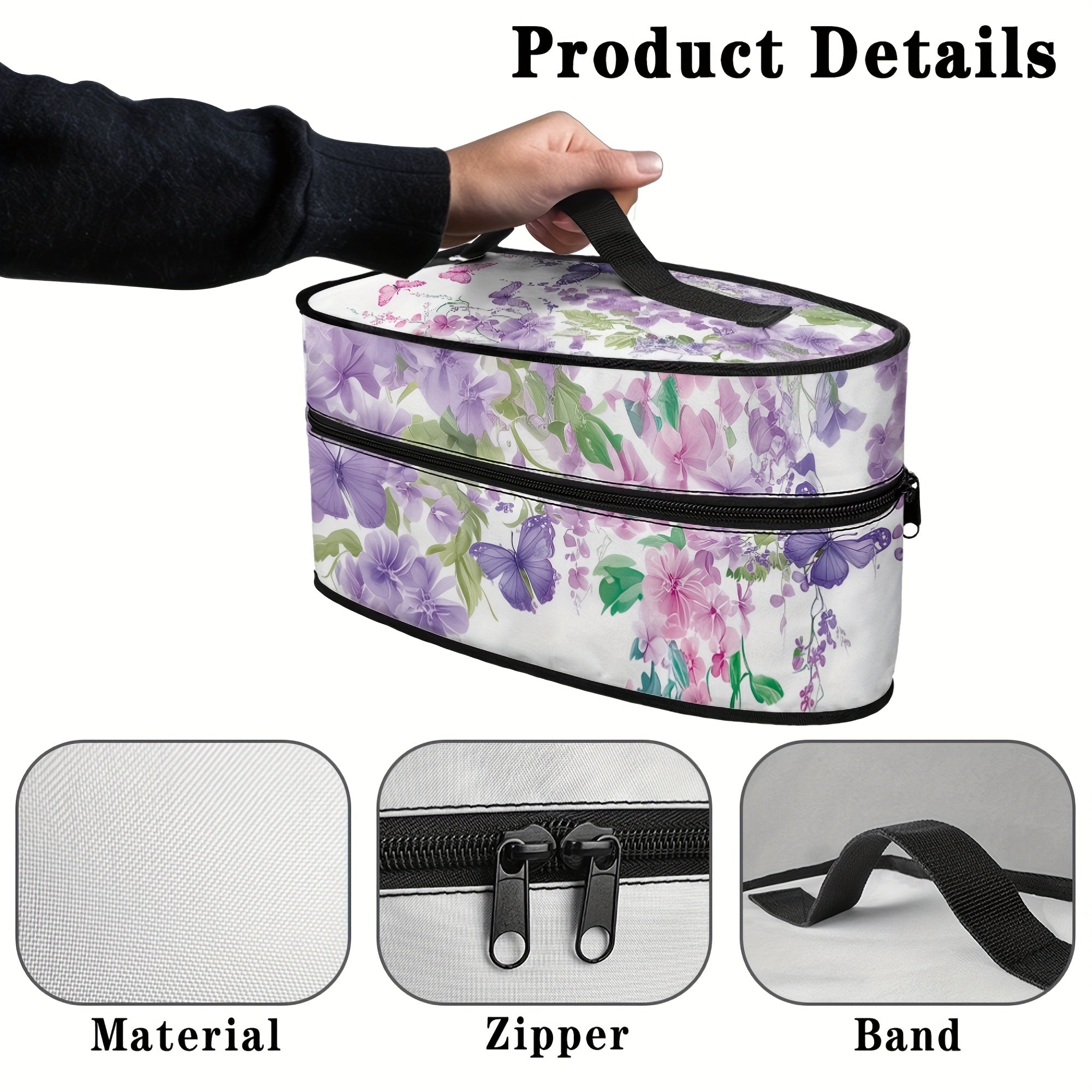 Floral Butterfly Ironing Bag with Top Handle and Double Zipper for Travel Storage