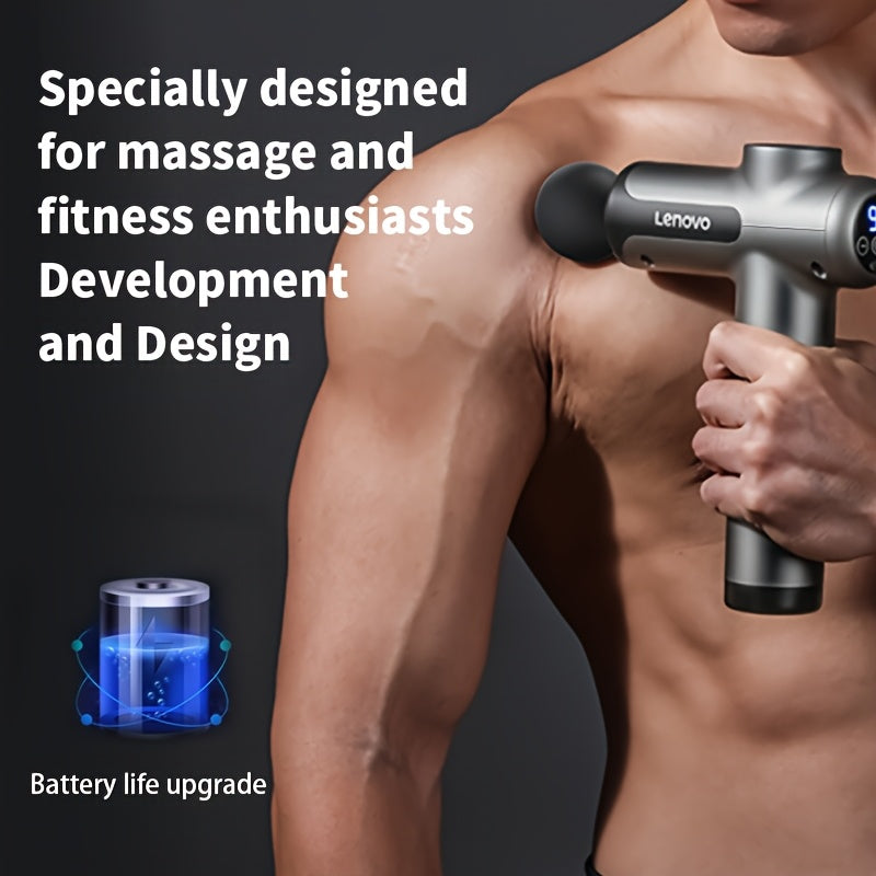 Quiet Percussion Massage Gun with 8 Heads USB Rechargeable for Back Legs and Buttocks
