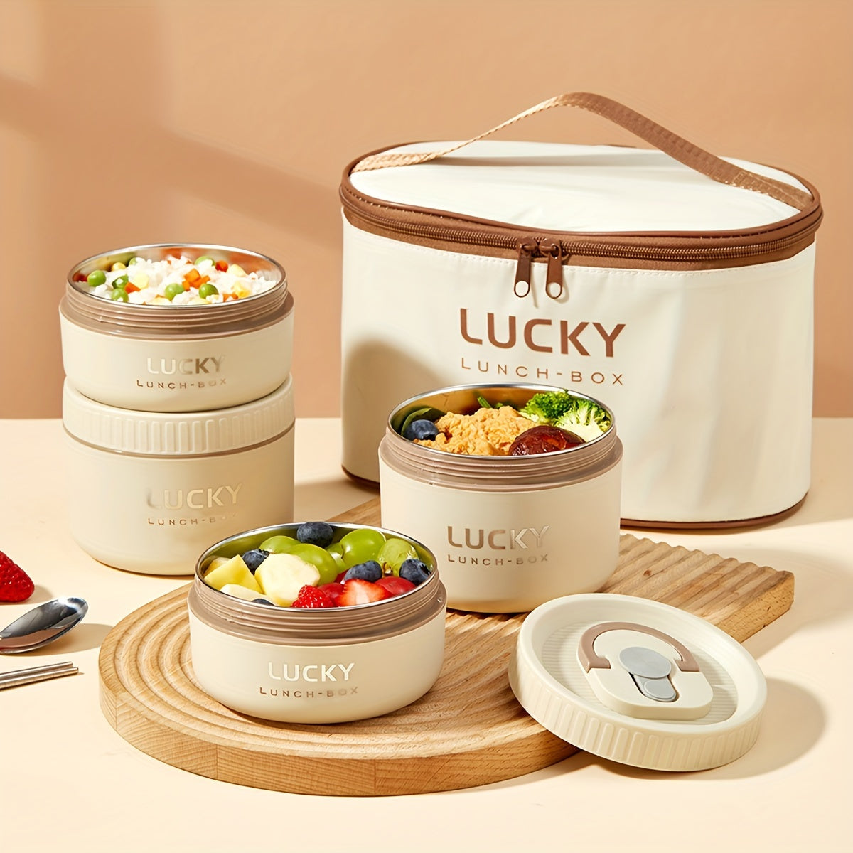 Stainless Steel Lunch Box Leak-Proof Round Bento Container for Meals and Salads