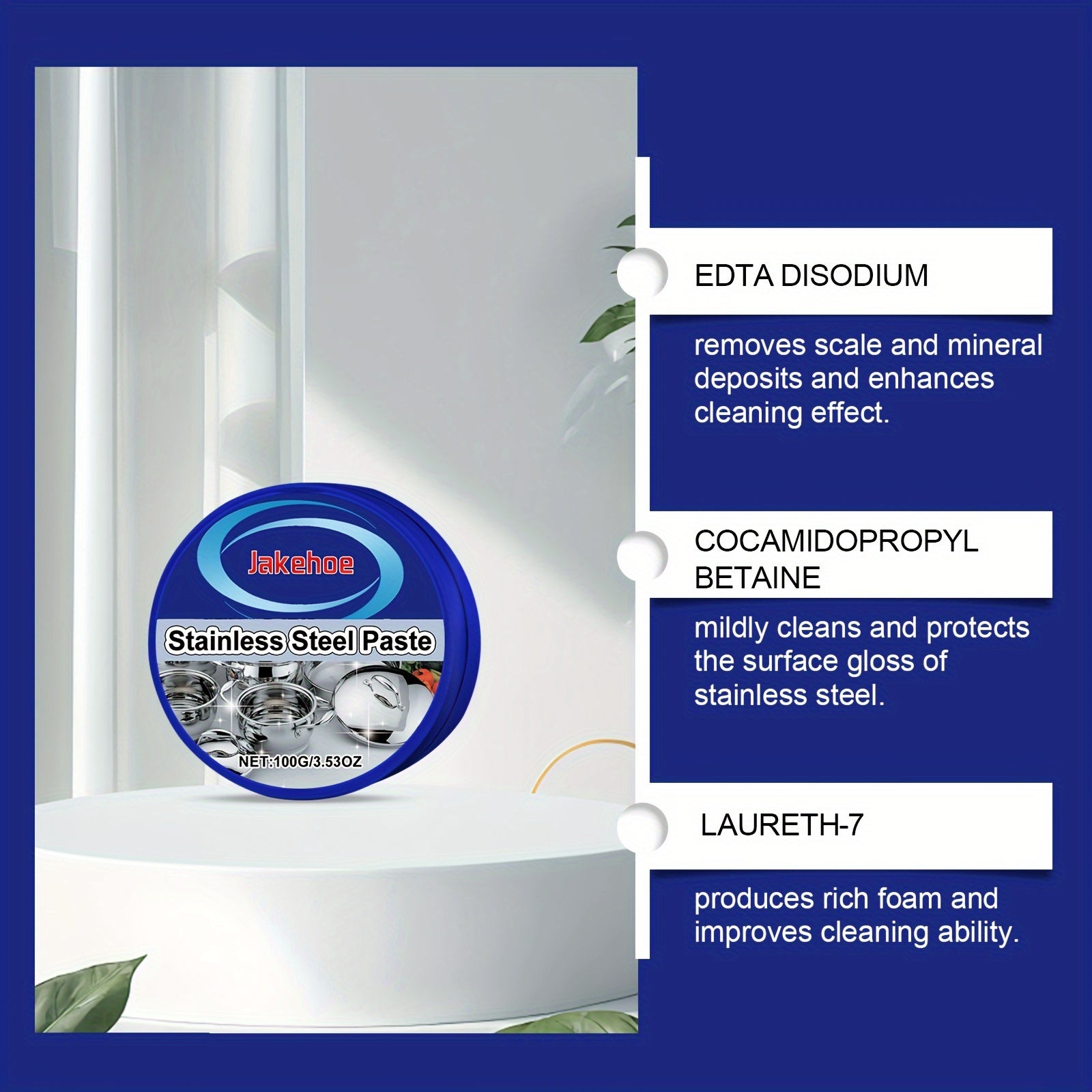 Stainless Steel Cleaning Gel Paste Sodium Bicarbonate 1L Residue-Free