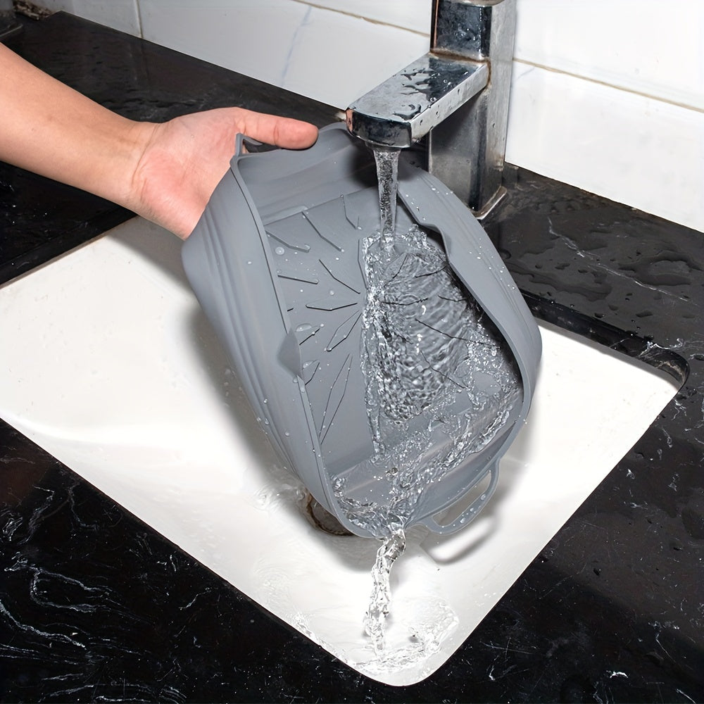 Foldable Square Air Fryer Tray with Silicone Baking Pad Reusable High-Temperature