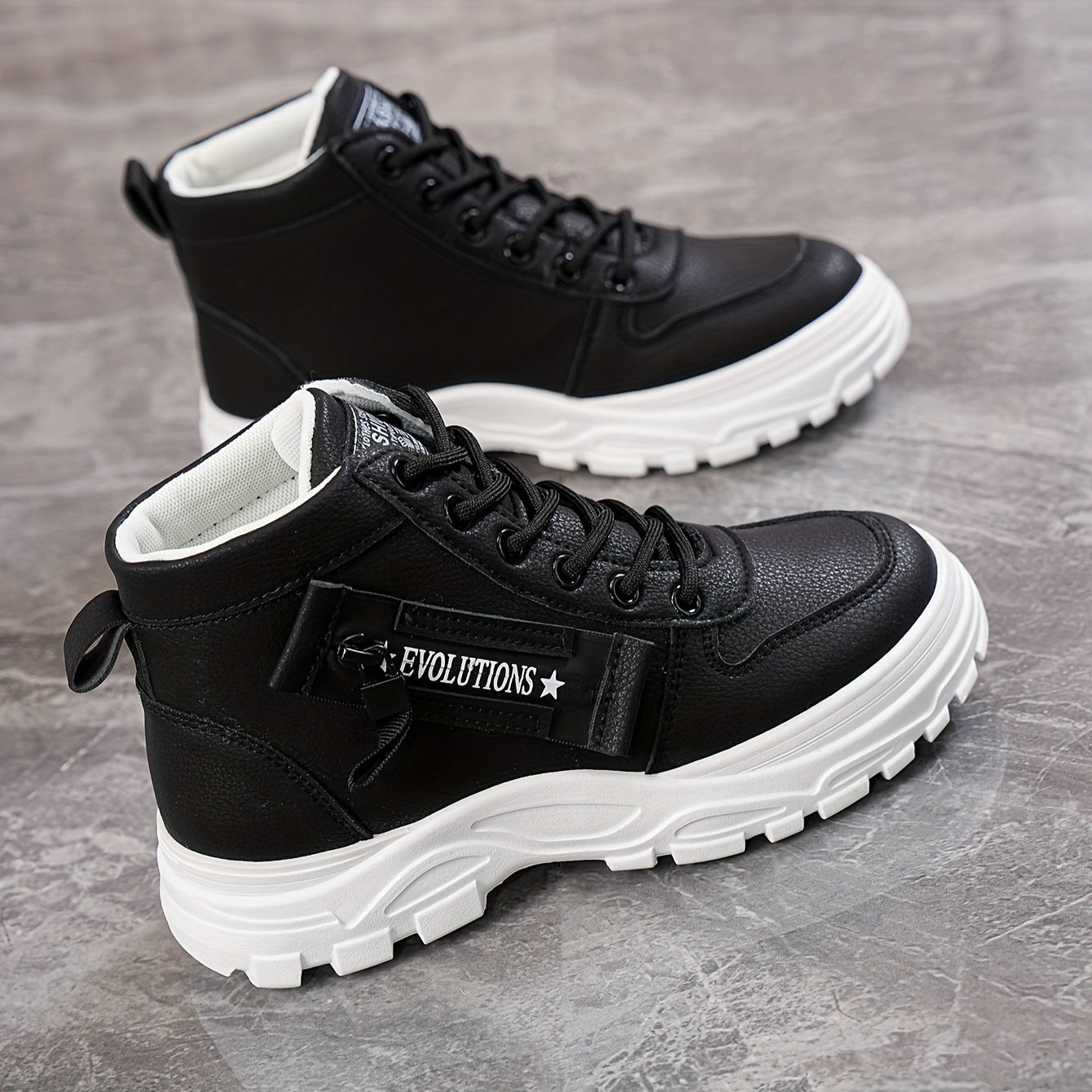 Women's High-Top Boots Leather Casual Shoes for Spring and Autumn