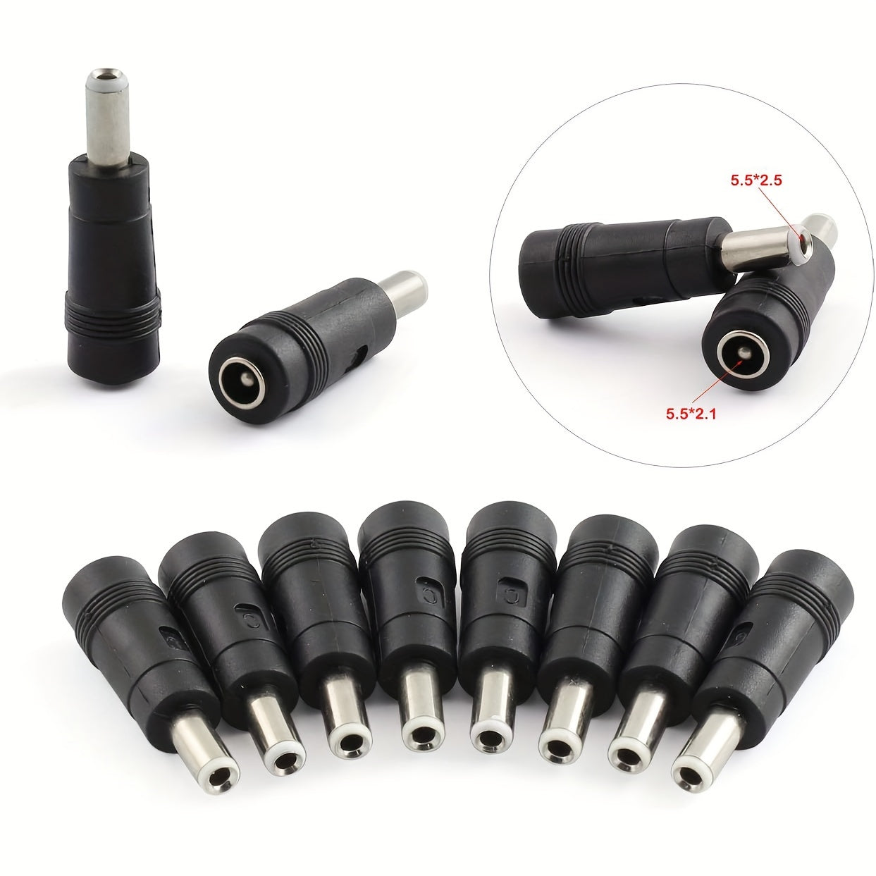 10pcs Female to Male DC Power Adapter Connectors for Laptops and Electronics