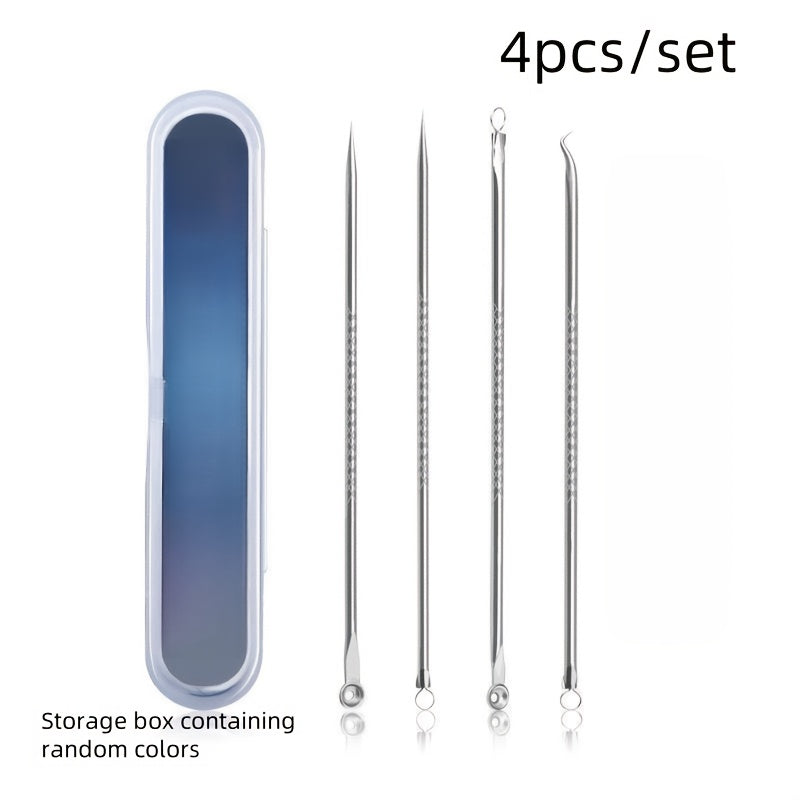 4-Piece Stainless Steel Pimple Extractor Kit for Blackhead and Whitehead Removal