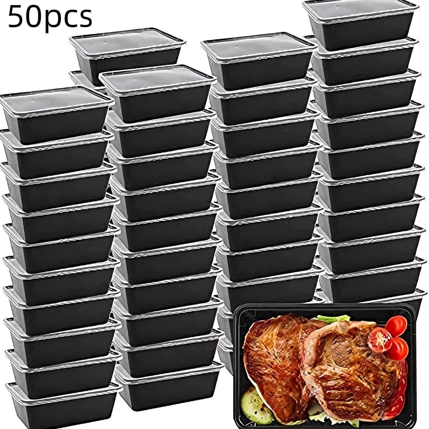 Набор контейнеров для хранения продуктов Black Food Storage Containers 10, 20, 50 шт. Без BPA, безопасны для микроволновки