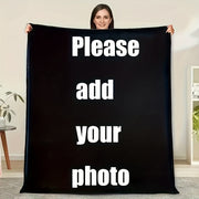 Custom Photo Throw Blanket with Contemporary Design, All-Season Polyester, Machine Washable