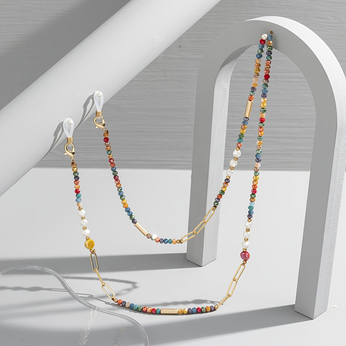 1 Женская бусы для очков - стильный аксессуар уличной моды с цветными бусинами, ожерелье для держателя очков, модное украшение для eyewear