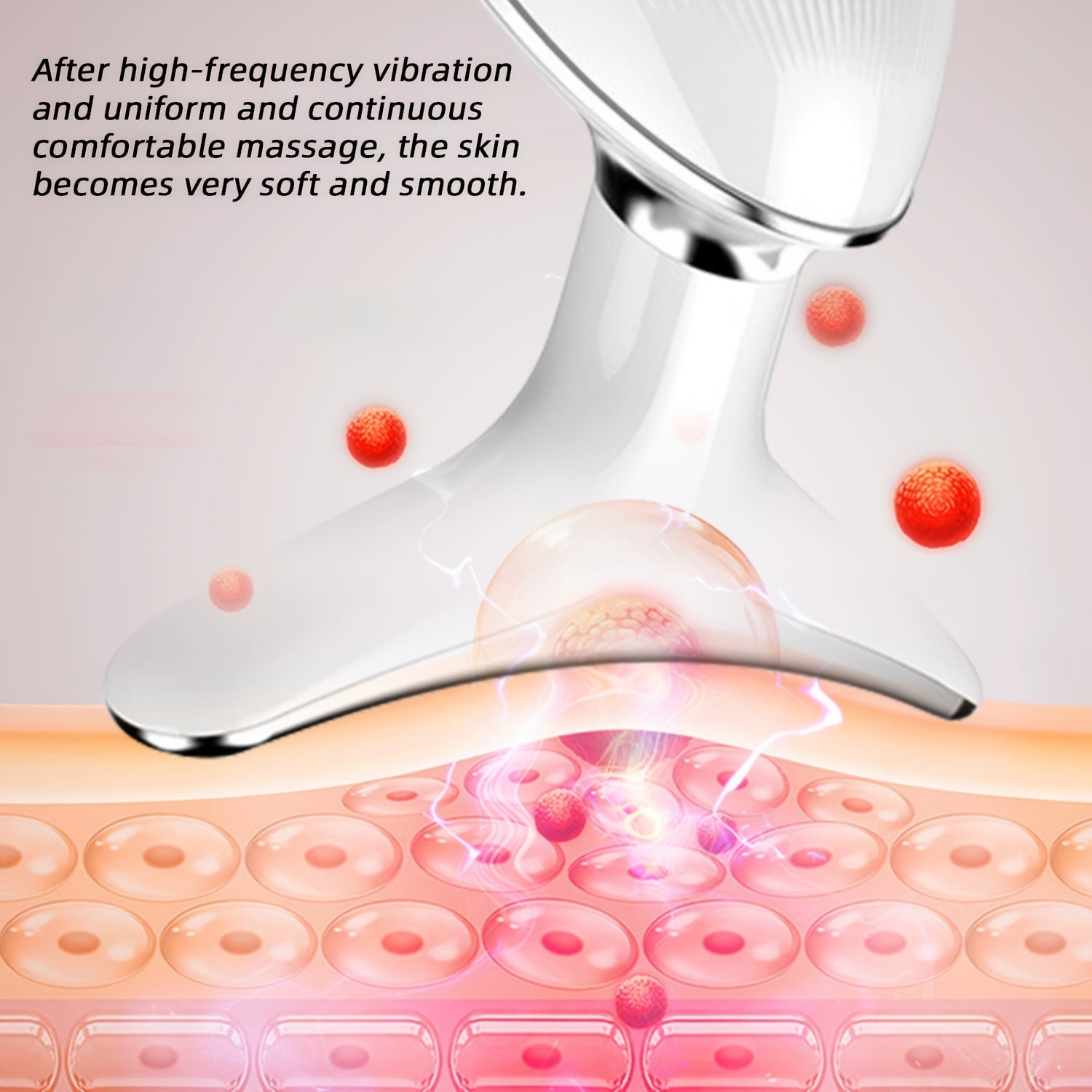 Portable Facial and Neck Massager with High-Frequency Vibration, Ergonomic White and Gold Design