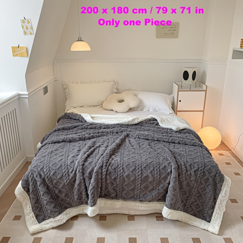 Manta de microfibra de champagne de lujo con patrón de diamantes 3D para uso en todas las estaciones