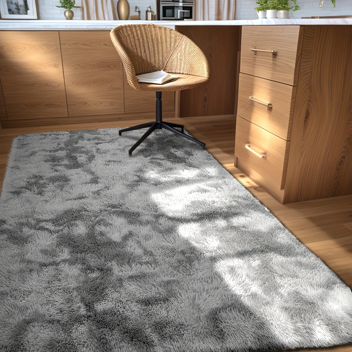 Soft Shaggy Tie-Dye Area Rug, Indoor, 70x70cm, Machine Washable