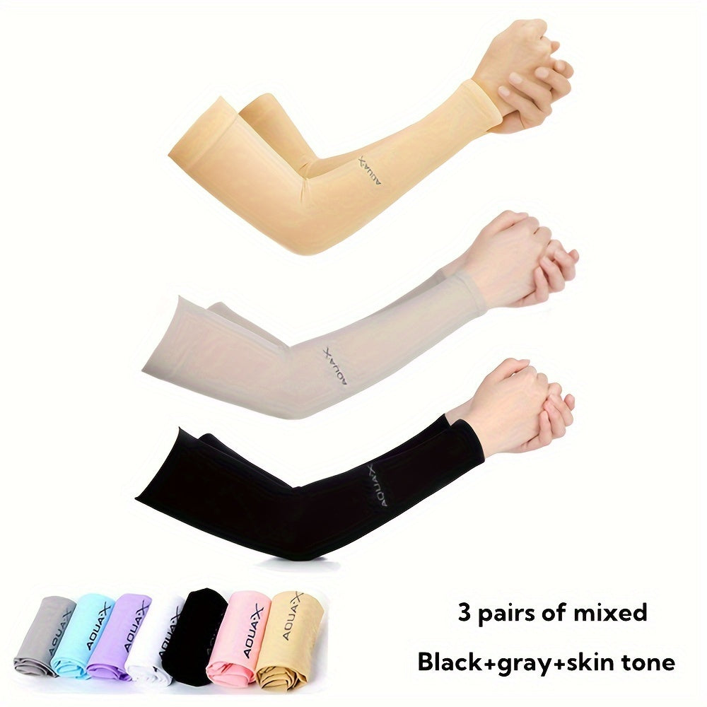 Mangas de brazo de tela de hielo de nylon elástico alto con protección UV para actividades al aire libre