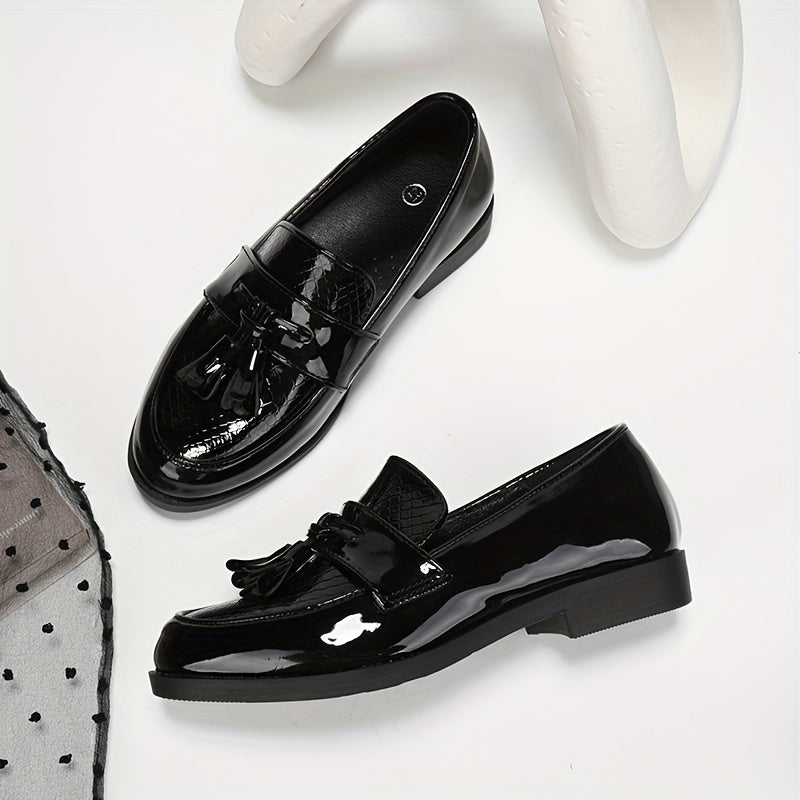 Mocasines casuals negros para hombre con suela de TPR antideslizante y detalle de borla