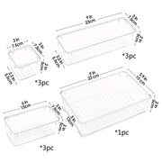 Set of 10 Clear Plastic Drawer Organizers for Makeup Office Bathroom Kitchen Storage