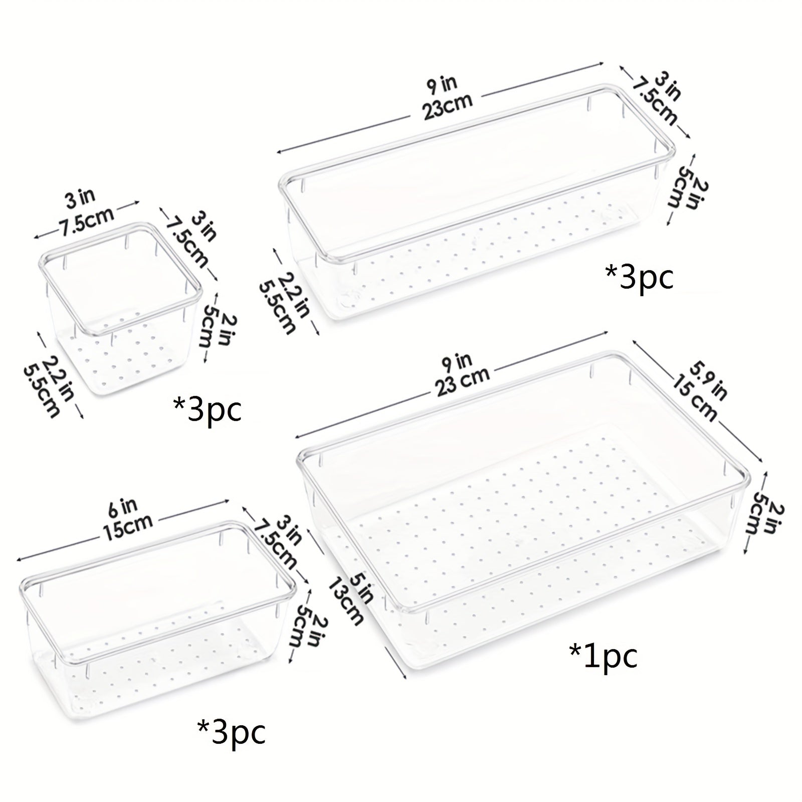 Set of 10 Clear Plastic Drawer Organizers for Makeup Office Bathroom Kitchen Storage