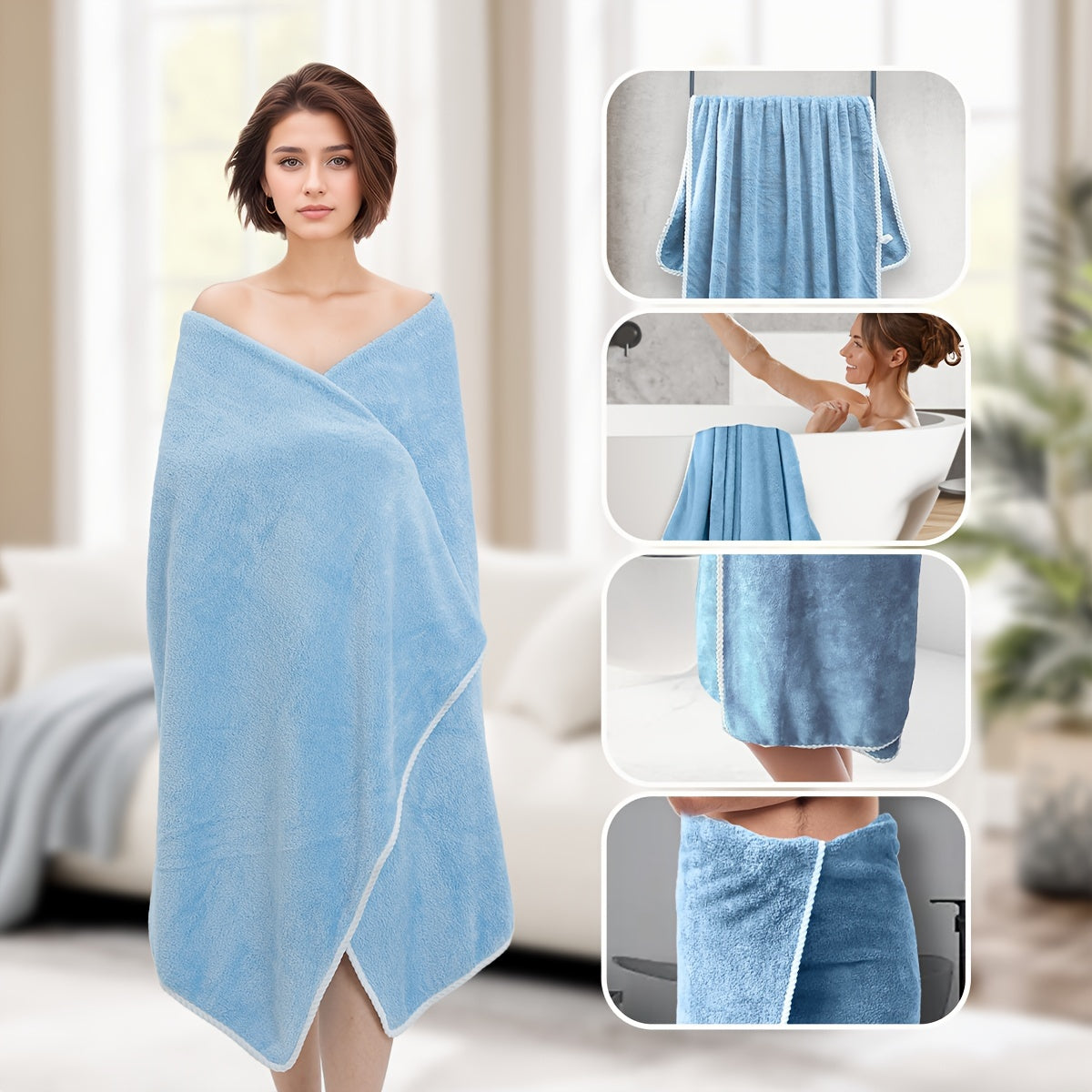 Полотенце для ванной из высококачественного полиэстера с космическим дизайном, супер мягкое, экстра большое, ультра впитывающее - 290 г/м²